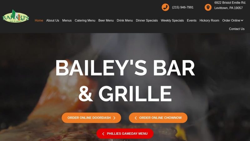Bailey's Bar and Grille website preview