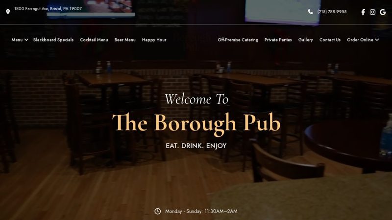 The Borough Pub website preview