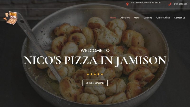 Nico's Pizza of Jamison website preview