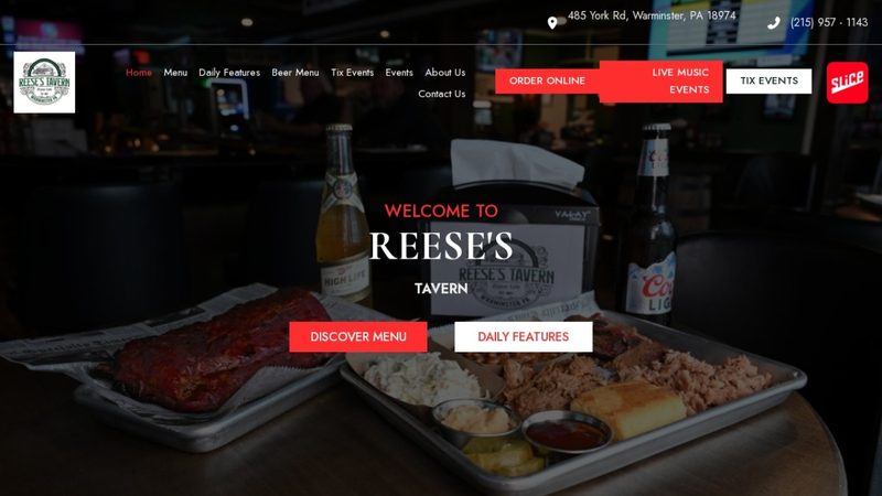 Reese's Tavern & Pizza website preview