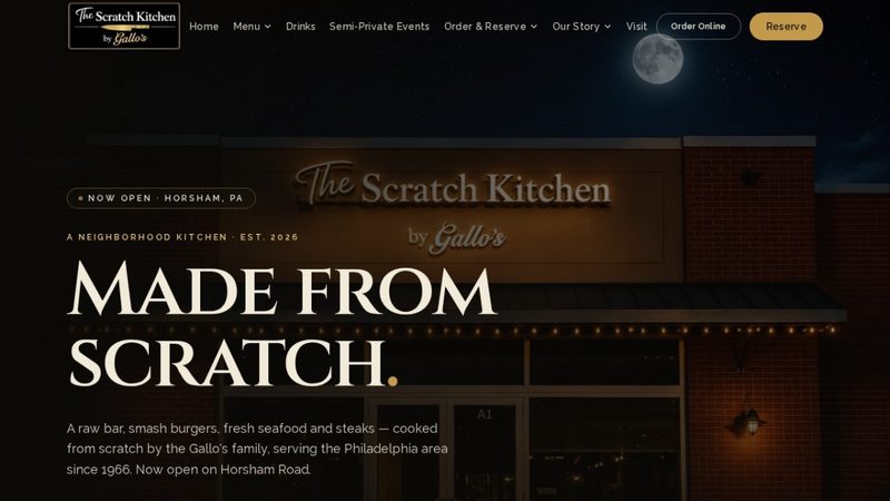 Scratch Kitchen by Gallo’s website preview
